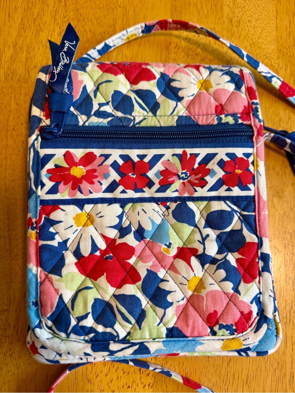 Vera Bradley Quilted Floral Crossbody in Blue, Red, Pink & Cream